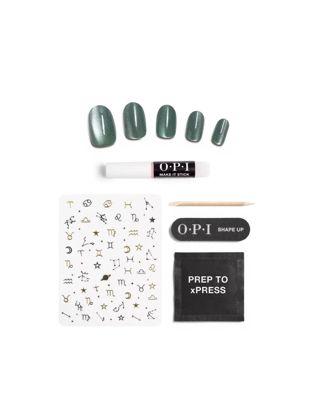 OPI Emerald Green Velvet Metallic Press-On Nails Zodiac Sign Feelin Capricorn-Y